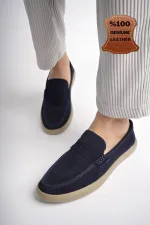 Muggo DENZEL Chaussures pour hommes classiques, confortables et orthopédiques, sans lacets, en cuir véritable, garanties pour tous les jours