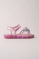 Sandales transparentes à scratch Muggo Pickles avec détails papillon et paillettes