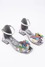 Muggo KENZİE Kelebek Detaylı Bilekten Bağlamalı Kız Çocuk Kısa Topuklu Ayakkabı