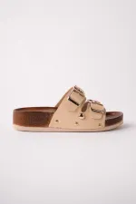 Muggo NYSSA Women's Casual Slippers with Butterfly Accessory and Double Buckle Muggo NYSSA Women's Casual Slippers with Butterfly Accessory and Double Buckle