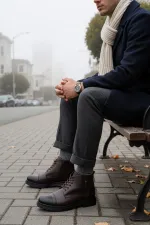 Bottes Muggo RAFA pour hommes, doublées de fourrure, à fermeture éclair et à lacets 