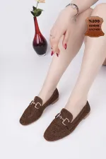 Muggo PHUKET Guaranteed Metal Buckle Laser-Cut Breathable Leather Women's Loafer Casual Shoes Muggo PHUKET Guaranteed Metal Buckle Laser-Cut Breathable Leather Women's Loafer Casual Shoes