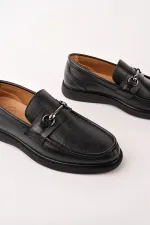 Chaussures décontractées pour hommes Muggo ALFRED en cuir véritable avec boucle en métal et semelle confortable