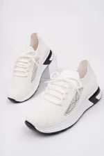 Chaussures de sport Muggo MARTHA pour femmes, à semelle épaisse, en maille décontractée et à lacets ornées de strass.