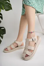 Muggo DOSSİ Guaranteed Platform Heel Ankle Strap Buckle Women's Sandals