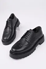 Muggo AMOUR  Bağcıklı Hakiki Deri Kalın Taban Günlük Casual Makosen Kadın Loafer Ayakkabı