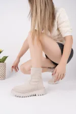 Muggo SUEVA Suede Chunky Sole Zippered Women's Boots