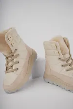 Muggo BUGS Garantili Çocuk Unisex Tırtıklı Taban İçi Kürklü Bağcıklı Fermuarlı Yağmur ve Kar Botu