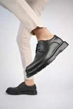 Muggo SAMUEL Chaussures pour hommes classiques et confortables en cuir véritable, style décontracté, avec semelle orthopédique épaisse.