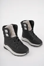 Muggo BUGS Guaranteed Kids Unisex Lugged Sole Fur Lined Lace-up Zipper Rain and Snow Boot