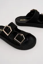 Muggo GOLDY Women's Double Buckle Adjustable Comfortable Sole Casual Slippers Muggo GOLDY Women's Double Buckle Adjustable Comfortable Sole Casual Slippers