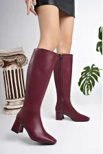 Bottes à talons pour femmes Muggo KAROLINE, bout carré garanti, fermeture éclair latérale