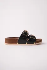 Muggo NYSSA Women's Casual Slippers with Butterfly Accessory and Double Buckle Muggo NYSSA Women's Casual Slippers with Butterfly Accessory and Double Buckle