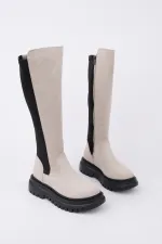 Bottes Muggo DIASA en daim à semelle épaisse et détails extensibles, fermeture éclair pour femmes