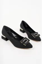 Muggo VENTİ Kalın Topuk Sivri Burun Tokalı Kadın Klasik Topuklu Ayakkabı