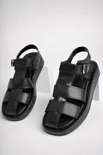Muggo DOSSİ Guaranteed Platform Heel Ankle Strap Buckle Women's Sandals