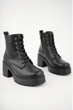 Muggo GRAZi Guaranteed Thick Sole Platform Heel Zipper and Lace-up Women's Boots