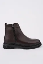 Muggo Chelsea Genuine Leather Double Zip Guaranteed Men's Winter Boots
