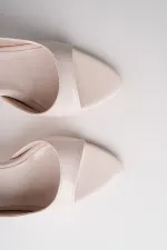 Muggo PURELINE Patent Leather Pointed Toe Thin Heel Open Back Women's High Heels