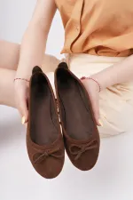 Muggo MİU Fiyonklu Kadın Deri Günlük Babet