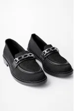Muggo VIOLA Guaranteed Knitted Women's Loafer Casual Shoes with Metal Buckle