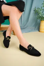 Mocassins décontractés en cuir pour femmes Muggo MONA avec boucle métallique garantie