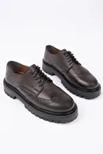 Muggo AMOUR  Bağcıklı Hakiki Deri Kalın Taban Günlük Casual Makosen Kadın Loafer Ayakkabı