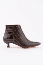 Bottes Muggo ÇAÇA pour femmes, bout pointu, talon fin et fermeture éclair, motif crocodile