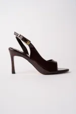 Muggo PURELINE Patent Leather Pointed Toe Thin Heel Open Back Women's High Heels