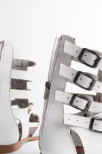 Muggo GLADYATÖR Garantili Rahat Kalıp Arkadan Fermuarlı Kemer Detaylı Kadın Sandalet