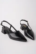 Muggo WONDER Pointed Toe Open Back Women's Low Heel Shoes