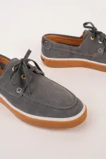Muggo CRAFT Genuine Suede Leather Lace-up Men's Casual Loafer Shoes