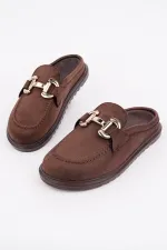 Mocassins Muggo CARLEEN en cuir suédé avec boucle dorée et bout fermé pour femmes