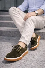Muggo CRAFT Genuine Suede Leather Lace-up Men's Casual Loafer Shoes