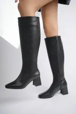 Bottes à talons pour femmes Muggo KAROLINE, bout carré garanti, fermeture éclair latérale