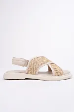 Muggo ELİSHA Lastikli Kadın Günlük Hasır Sandalet