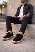 Muggo CRAFT Genuine Suede Leather Lace-up Men's Casual Loafer Shoes