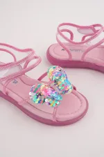 Sandales transparentes à scratch Muggo Pickles avec détails papillon et paillettes