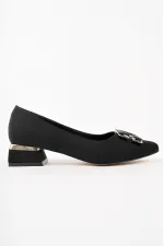 Muggo VENTİ Kalın Topuk Sivri Burun Tokalı Kadın Klasik Topuklu Ayakkabı