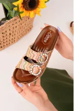 Pantoufles décontractées pour femmes Muggo BEFOR à double boucle et motifs