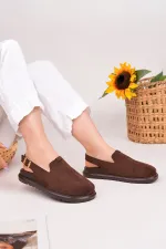 Muggo BUCKLE Süet Deri Ayarlanabilir Tokalı Günlük Rahat Önü Kapalı Kadın Sandalet