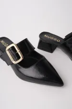 Muggo DESTİNY Gold Tokalı Tek Bant Sivri Burun Kadın Topuklu Terlik