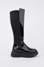 Bottes Muggo NEROX pour femmes, semelle épaisse, détails extensibles et fermeture éclair