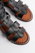 Muggo GLADYATÖR Garantili Rahat Kalıp Arkadan Fermuarlı Kemer Detaylı Kadın Sandalet