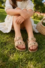 Pantoufles pour enfants Muggo SOLI à double boucle et accessoire papillon