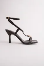 Muggo HEART Women's Sandals with Heart Accessory and Thin Heel