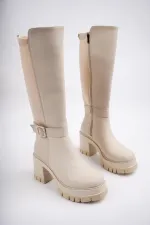 Muggo ARONGO garanti ceinture détail fermeture éclair talon plateforme bottes pour femmes