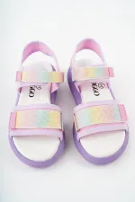 Sandales pour filles Muggo CRUZ, garanties pour tous les jours, à semelle orthopédique légère, pailletées et à scratch