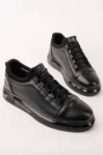 Baskets décontractées à lacets Muggo DUSK en cuir véritable pour homme, semelle épaisse.