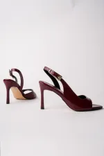 Muggo PURELINE Patent Leather Pointed Toe Thin Heel Open Back Women's High Heels